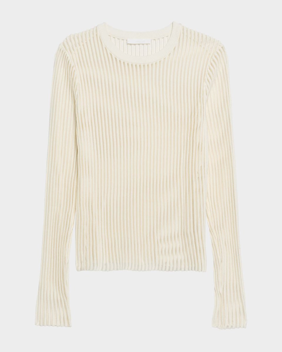 Sheer Stripe Crewneck Top
